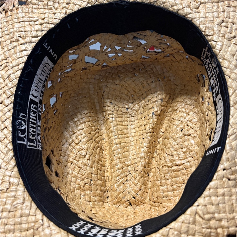 Straw Crochet Cowboy Hat with Bead Band - Natural - Picture 7 of 7